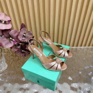Aquazzura 2025 New Pineapple Women's Flower High Heel Sandals Silk hot stamping High heels: 8.5cm/10.5cm