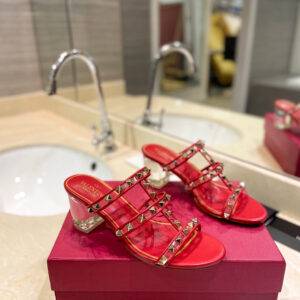 Valentino Classic king shaped slippers with Valentino crystal heel High Heels | 6cm