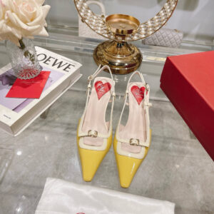 Roger Vivier 2025 new RV women's shoes mini buckle back empty sandals patent leather back loop with high heels 5.5CM