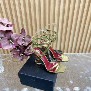 Saint Laurent 2025 early spring new metal letter logo high-heeled sandals High heels: 10.5cm