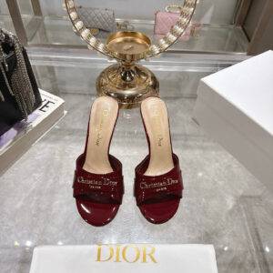 Dior 2025 early spring new hardware letter Christian Dior Paris logo round toe open toe slippers High heels: 8.5cm