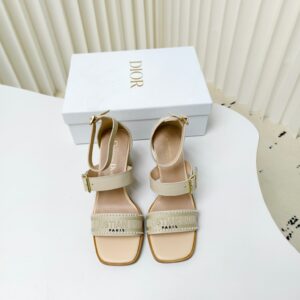 Dior Dway 2025 Spring Summer Latest High Heels, Embroidered Color blocked Roman Sandals, High Heels: 7.5cm/9.5cm