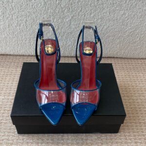 Saint Laurent New YSL Saint Laurent crystal wedge pointed sandals High heels: 9cm