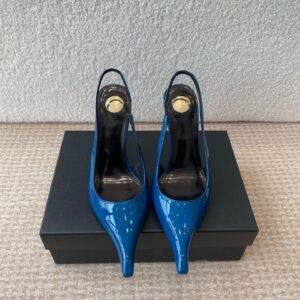 Saint Laurent New YSL Saint Laurent crystal wedge pointed sandals single shoe High heels: 9cm