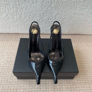 Saint Laurent New YSL Saint Laurent crystal wedge pointed sandals single shoe High heels: 9cm