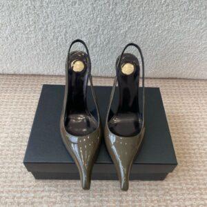 Saint Laurent New YSL Saint Laurent crystal wedge pointed sandals single shoe High heels: 9cm