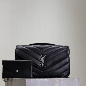 SAINT LAURENT Bag size29 Black silver buckle sheepskin 【801439】